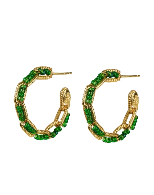 Product image - Gas Bijoux - Mako Gold and Green Beaded Hoop Earrings