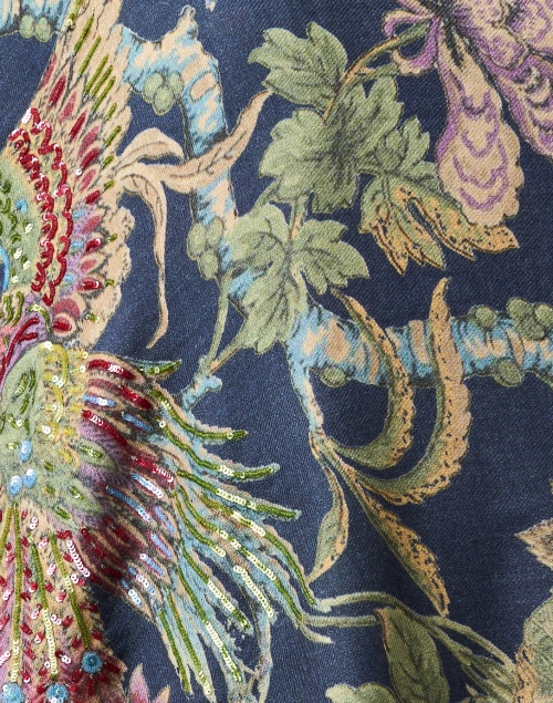 Fabric image - Janavi - Serenade Blue Floral Embellished Scarf