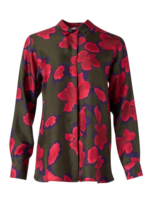 Product image - Rosso35 - Green and Red Floral Print Silk Blouse