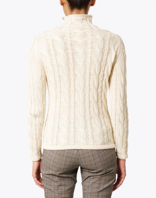 Back image - Blue - Cream Cotton Cable Sweater