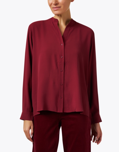 Front image - Eileen Fisher - Red Silk Blouse