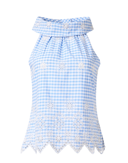 Product image - Sail to Sable - Blue Gingham Eyelet Cowl Neck Top