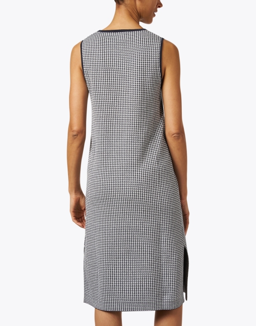 Back image - Allude - Navy Houndstooth Cotton Linen Dress