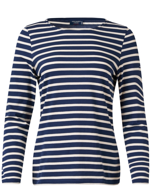 Product image - Saint James - Minquidame Navy and Ecru Striped Cotton Top