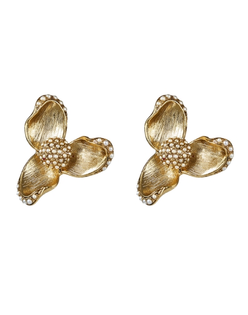 Product image - Oscar de la Renta - Gold and Pearl Flower Earrings