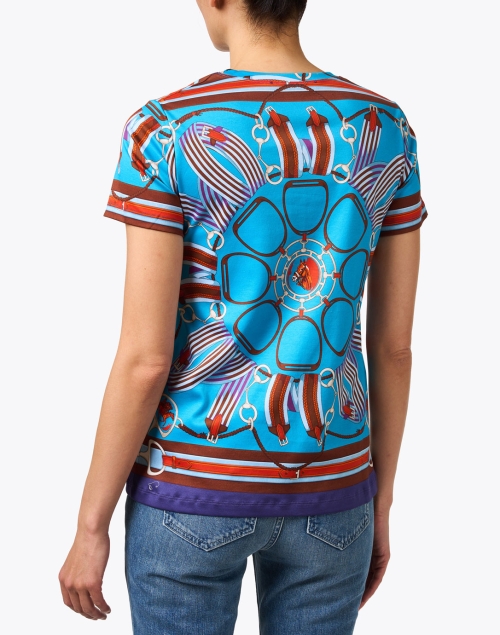 Back image - Rani Arabella - Turquoise Stirrup Print Cotton T-Shirt