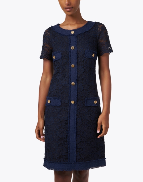 Front image - Weill - Devone Navy and Black Lace Dress