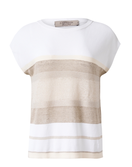 Product image - D.Exterior - White Striped Knit Linen Top