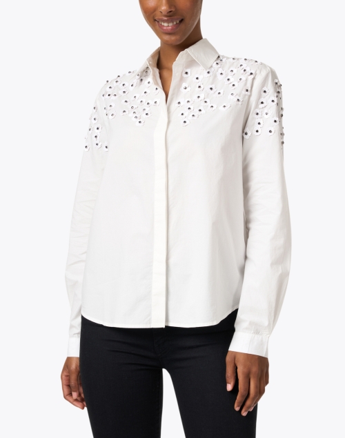 Front image - Vilagallo - Margot White Embellished Cotton Shirt