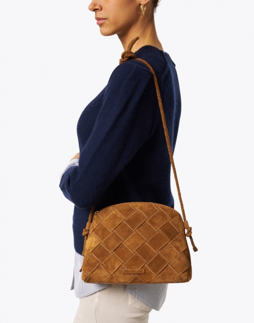 Look image - Loeffler Randall - Mallory Cacao Woven Suede Leather Crossbody Bag