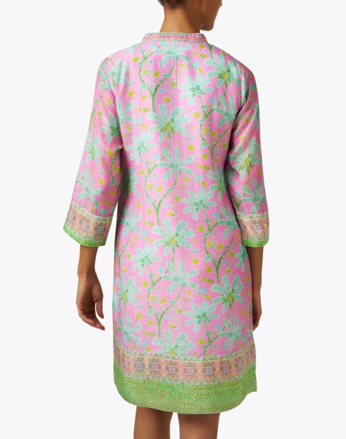 Back image - Bella Tu - Pink and Green Print Tunic Dress
