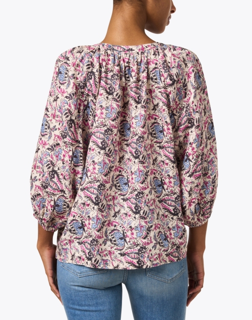 Back image - Repeat Cashmere - Multi Floral Print Linen Blouse