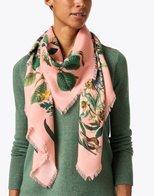 Look image - St. Piece - Raina Pink and Green Floral Wool Scarf