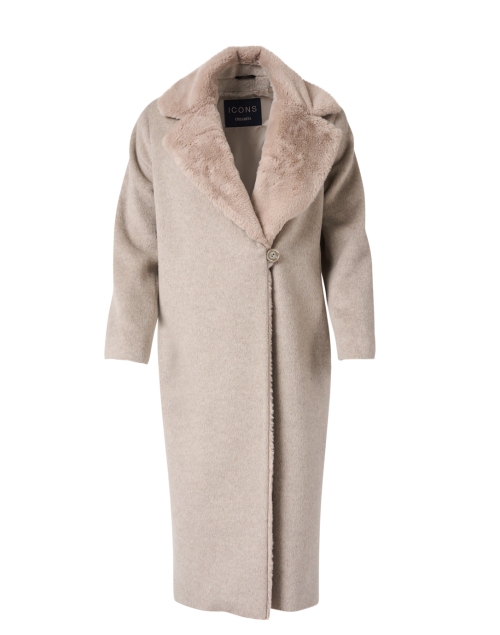 Cinzia Rocca Icons Oatmeal Wool Eco Shearling Lined Coat