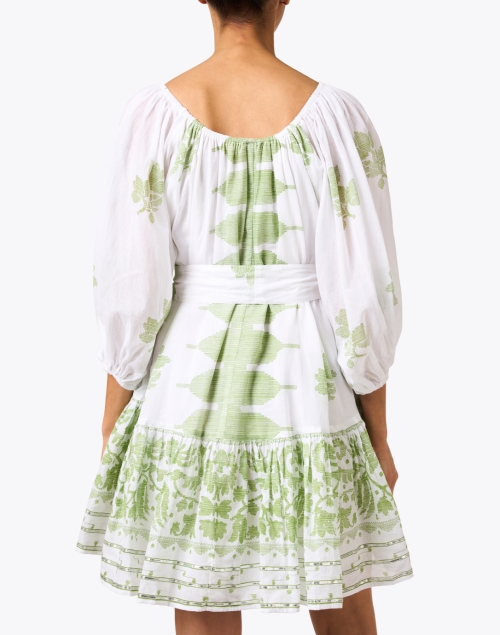 Back image - Juliet Dunn - White and Green Cotton Dress