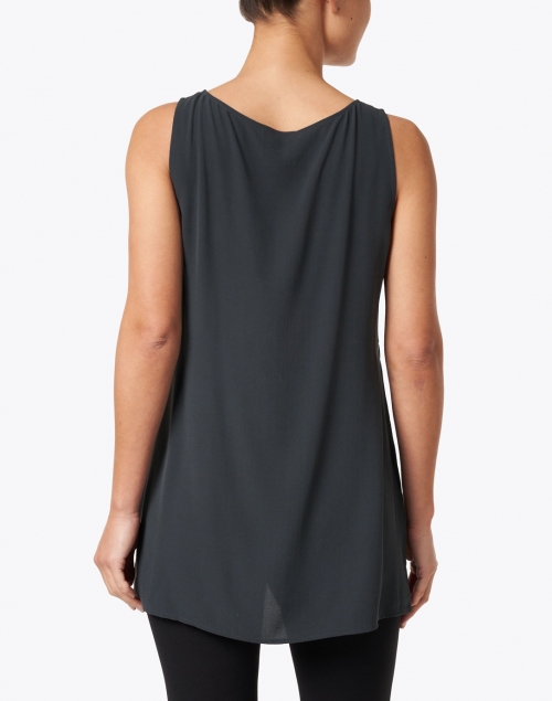 Back image - Eileen Fisher - Graphite Silk Georgette Crepe Shell