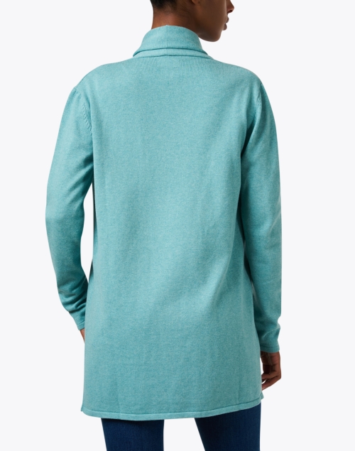 Back image - Burgess - Teal Blue Cotton Cashmere Travel Coat