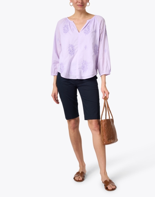 Malm Lavender Embroidered Top