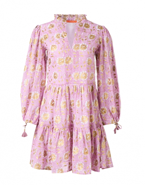 Oliphant Pink and Gold Floral Cotton Dress