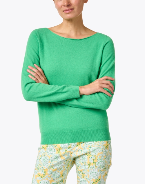 Front image - Repeat Cashmere - Green Cashmere Sweater