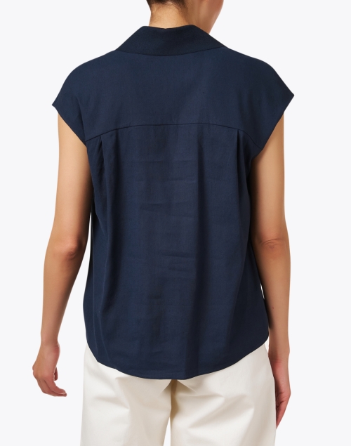 Back image - Vince - Navy Polo Popover Blouse