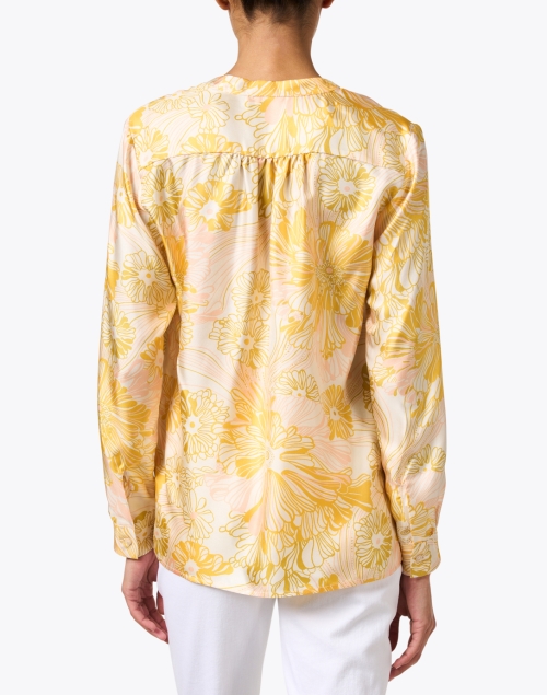 Back image - Momoni - Angelica Yellow Print Silk Blouse