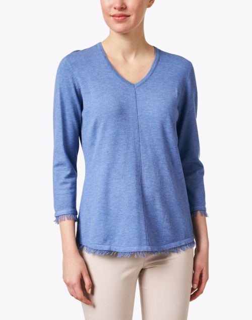 Front image - J'Envie - Blue Fringe Hem Sweater