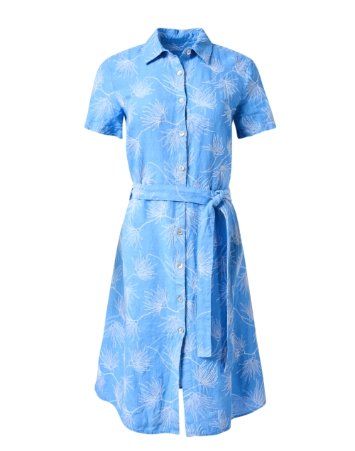 Product image - 120% Lino - Blue Embroidered Linen Shirt Dress