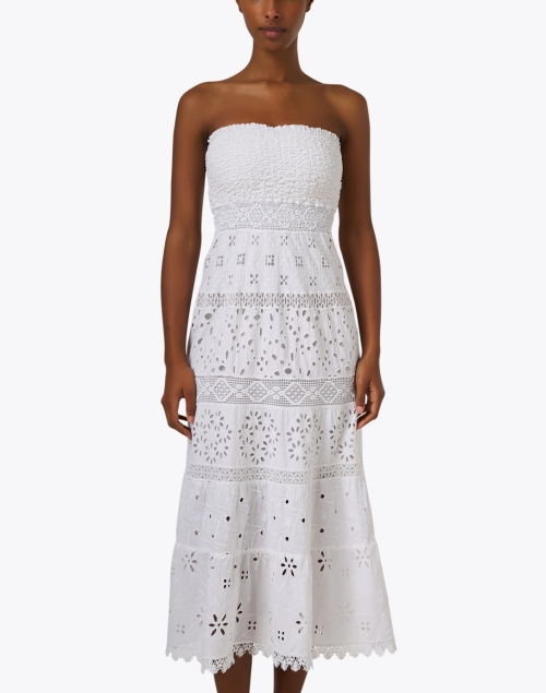 Front image - Temptation Positano - White Embroidered Cotton Eyelet Dress