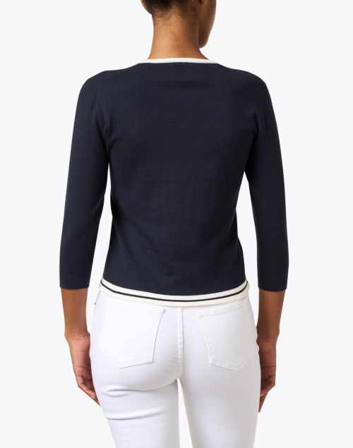 Back image - Allude - Navy Cotton Cashmere Sweater