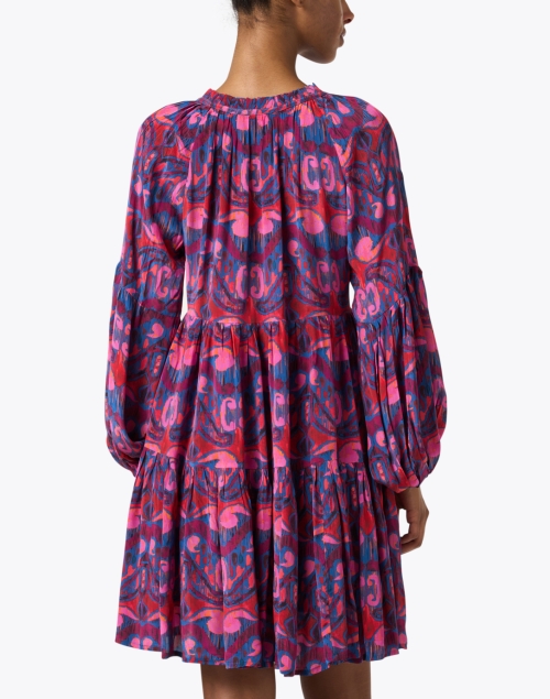 Back image - Oliphant - Pink Multi Print Tiered Dress