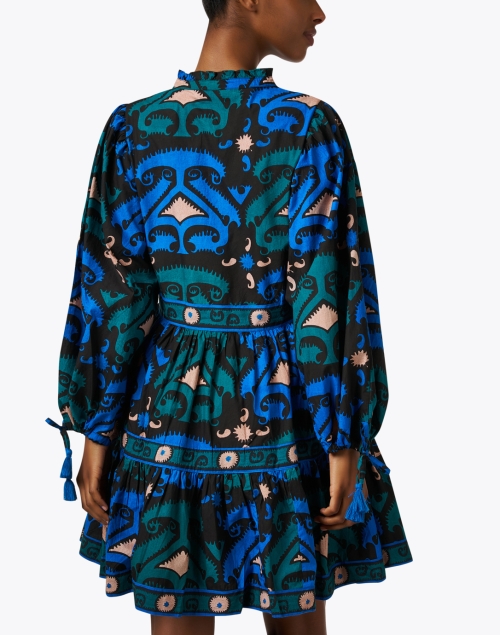 Back image - Oliphant - Blue Multi Print Cotton Dress