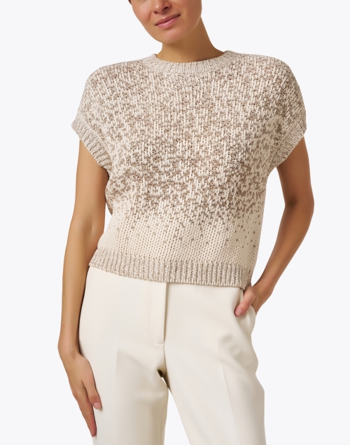 Front image - Peserico - Letter Beige Sequin Sweater