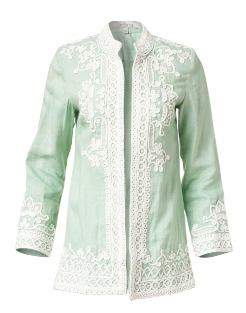 Bella Tu - Ceci Mint Embroidered Linen Jacket