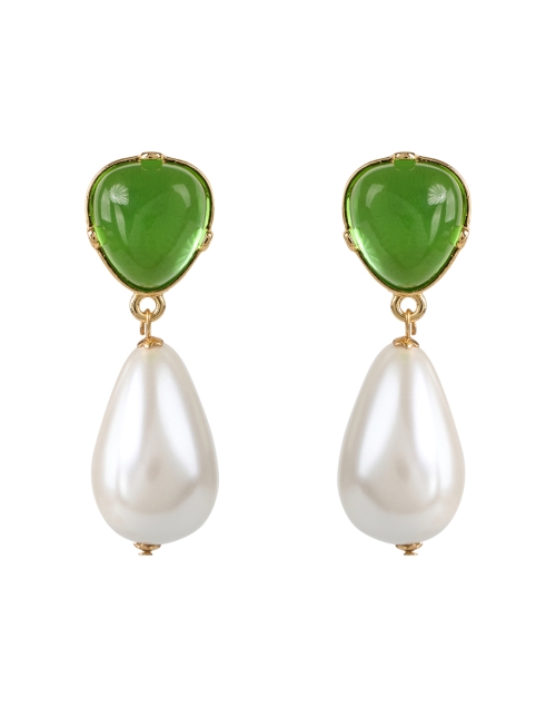 Product image - Kenneth Jay Lane - Peridot and Pearl Clip Drop Earrings