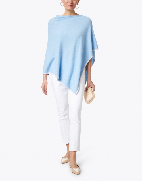 Blue with Grey Cashmere Poncho