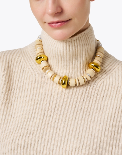Look image - Lizzie Fortunato - Interval Wood and Gold Necklace