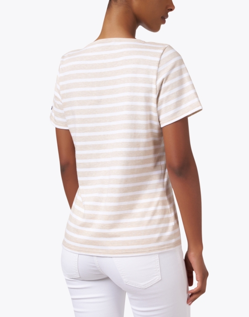 Back image - Saint James - Etrille Beige and White Striped Cotton Tee