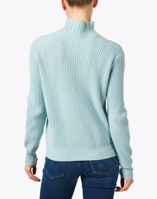 Back image - Kinross - Aqua Blue Ribbed Cashmere Sweater