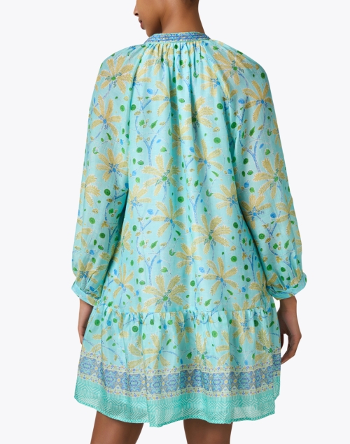 Back image - Bella Tu - Turquoise Print Cotton Dress