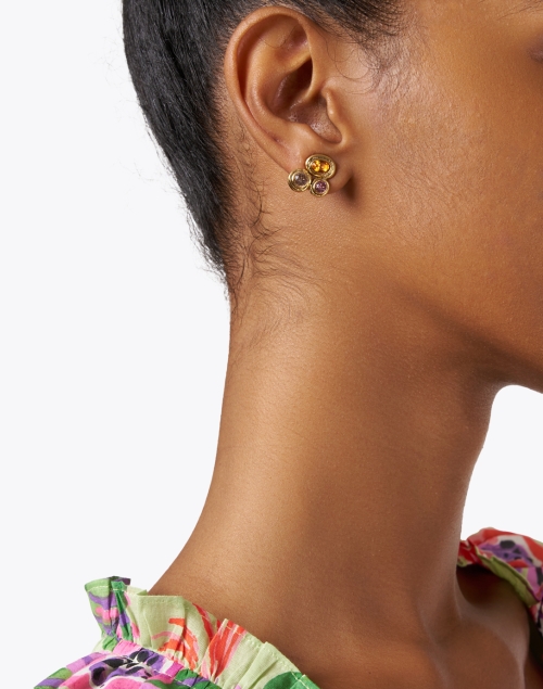 Front image - Oscar de la Renta - Gumdrop Multi Stud Earrings