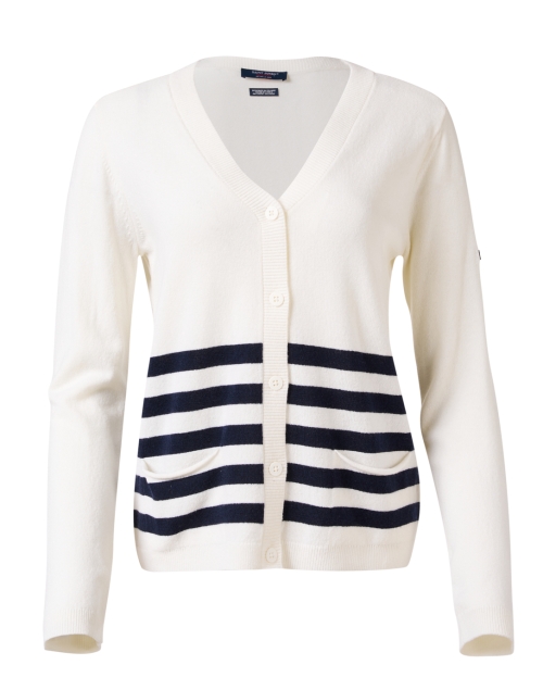 Product image - Saint James - Ontario White Striped Wool Cashmere Cardigan