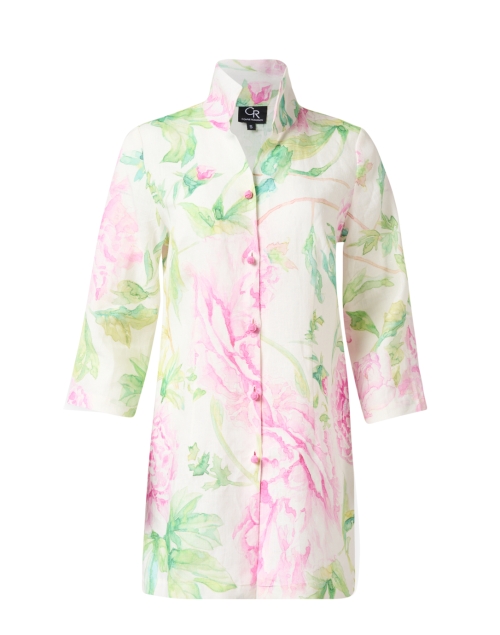 Product image - Connie Roberson - Rita Pink and Green Floral Linen Jacket