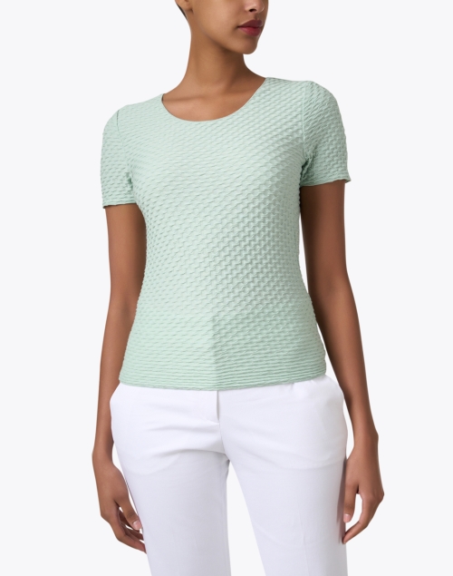 Front image - Emporio Armani - Mint Green Textured Jersey T-Shirt