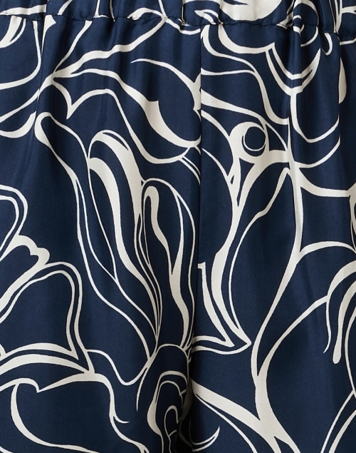 Fabric image - Weekend Max Mara - Pazzo Navy Print Silk Wide Leg Pant