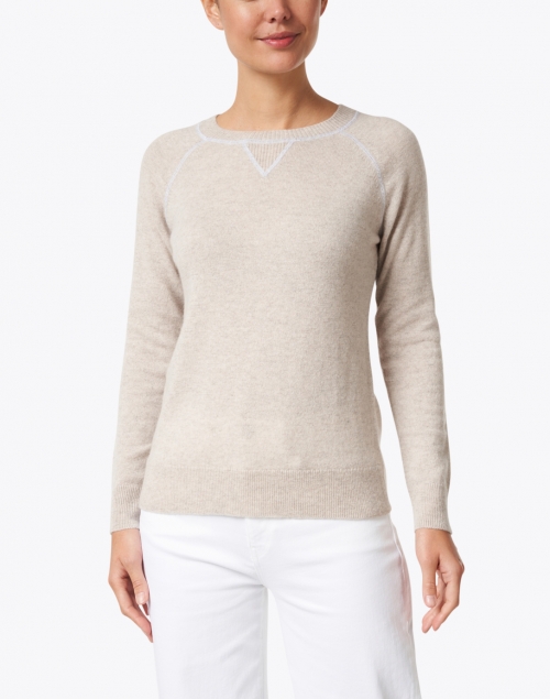 Kinross - Beige and Grey Cashmere Sweatshirt