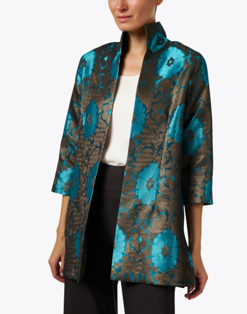 Front image - Connie Roberson - Rita Turquoise and Gold Medallion Print Jacket