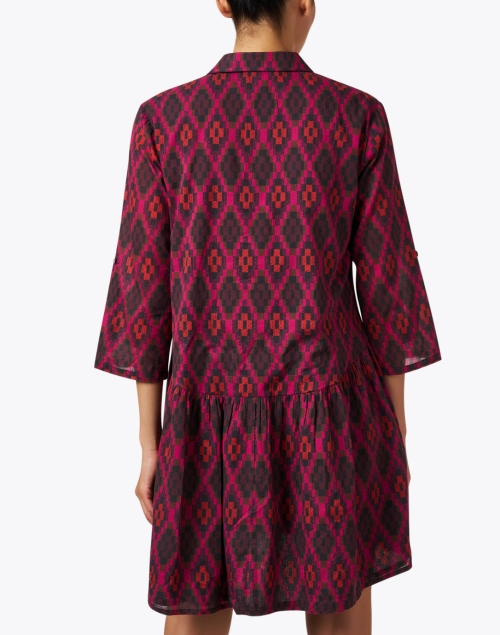 Back image - Ro's Garden - Deauville Red Argyle Print Shirt Dress
