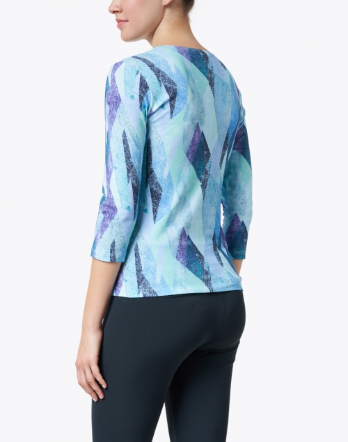 Back image - Leggiadro - Turquoise and Purple Kaleidoscope Print Cotton Jersey Tee