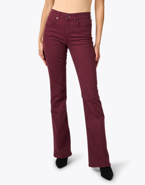 Front image - Veronica Beard - Beverly Burgundy High Rise Flare Stretch Jean